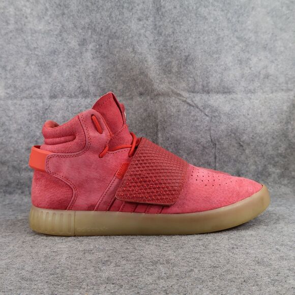 Adidas Shoes Mens 11 Sneakers Athletic Strap Trainer Tubular Invader Leather Red - Picture 2 of 15
